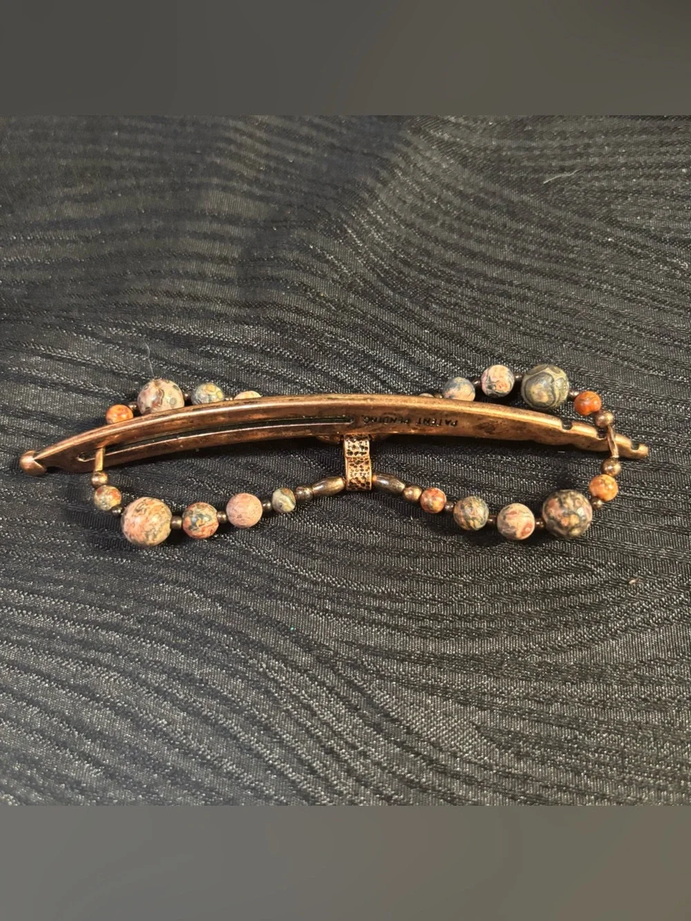 Lilla Rose Jana Flexi Flip Hair Clip 4327 Copper Leopard Skin Jasper Sz Small